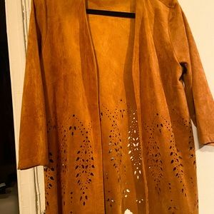 Faux suede jacket with cut out detail.